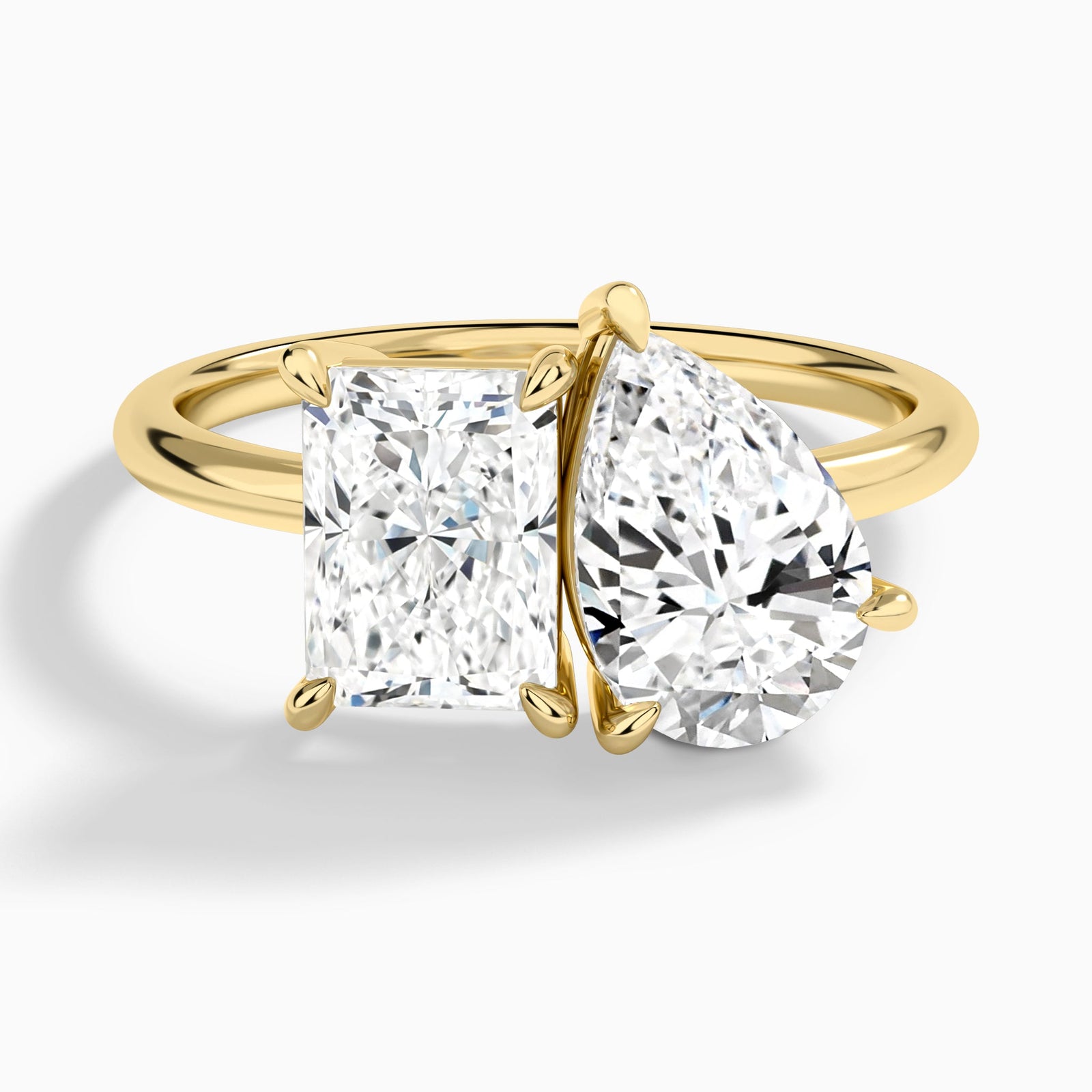 Toi Et Moi Radiant and Pear Diamond Engagement Ring In 18K Yellow Gold - Lucenjuri