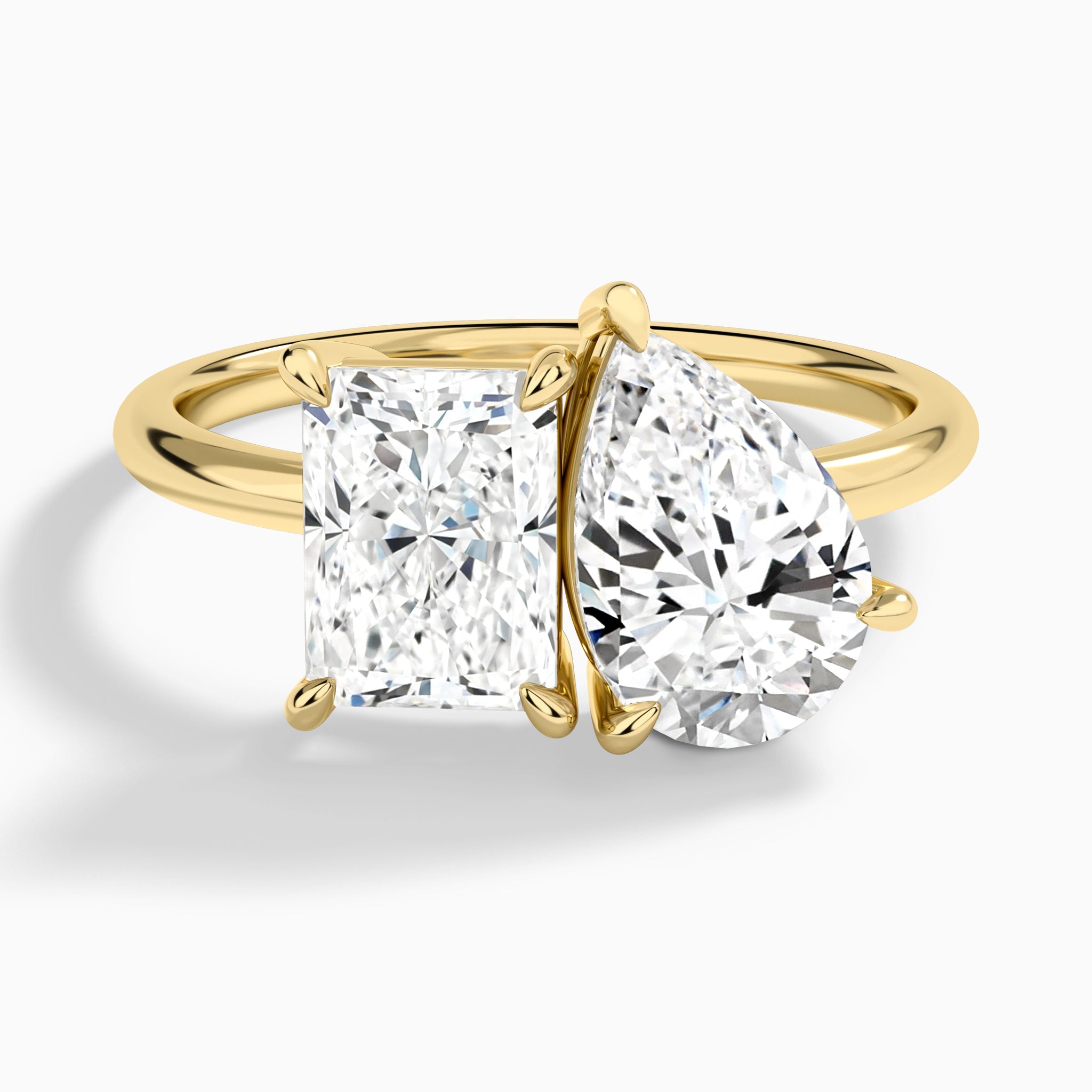 Toi Et Moi Radiant and Pear Diamond Engagement Ring In 14K Yellow Gold - Lucenjuri