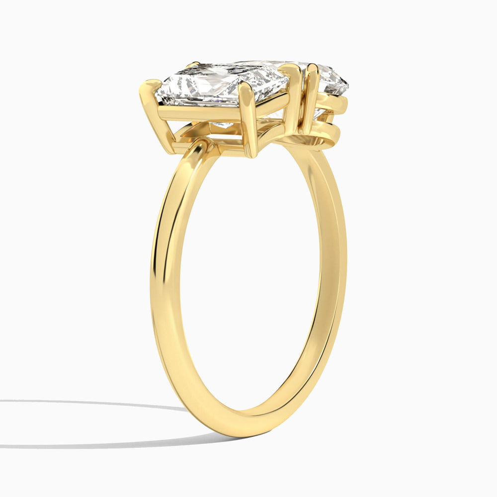 Toi Et Moi Radiant and Pear Diamond Engagement Ring In 14K Yellow Gold, Angle View