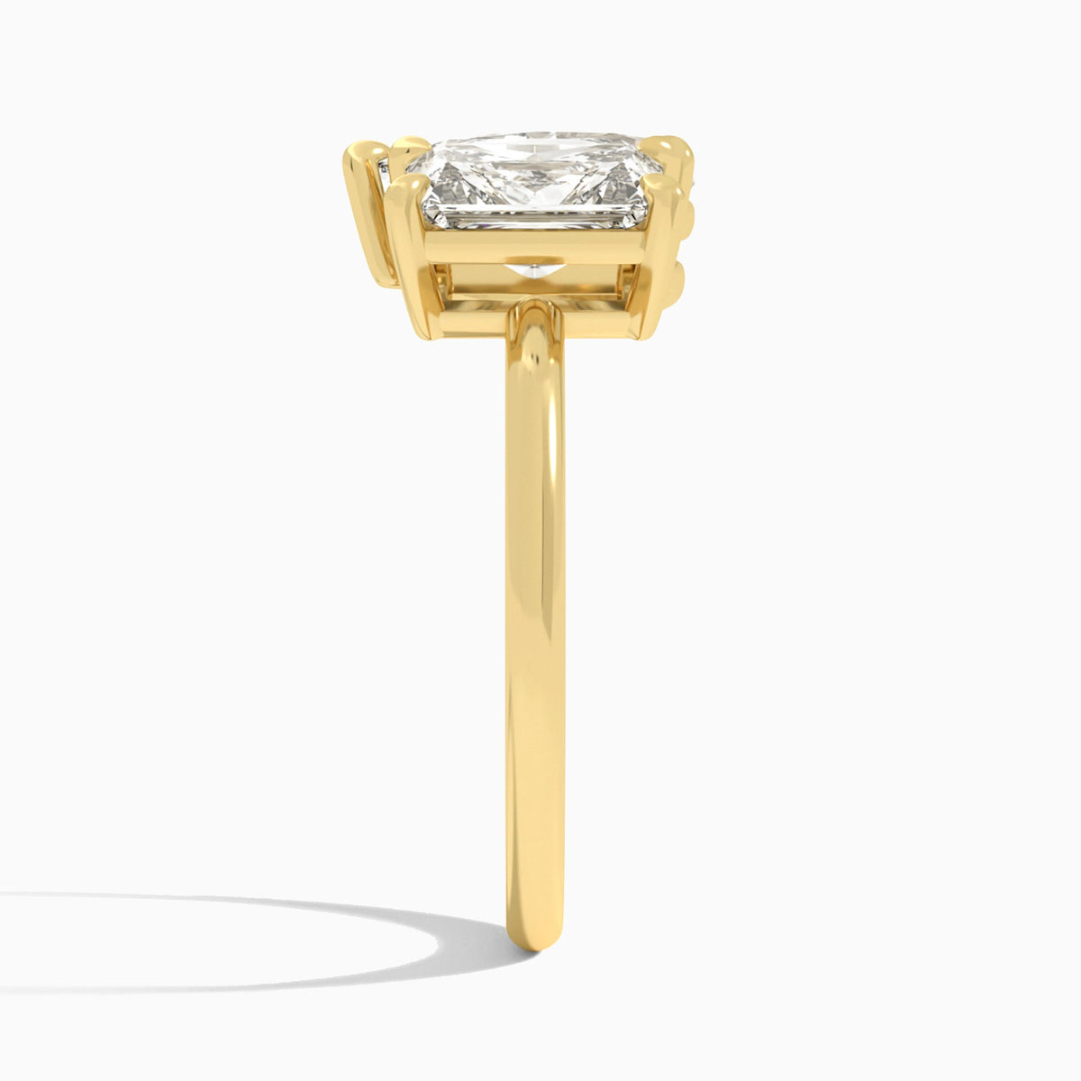 Toi Et Moi Radiant and Pear Diamond Engagement Ring In 14K Yellow Gold, Side View