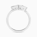 Bezel Toi Et Moi Emerald and Pear Diamond Engagement Ring In Platinum, Top View