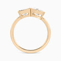 Bezel Toi Et Moi Emerald and Pear Diamond Engagement Ring In 14K Rose Gold, Top View