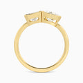 Bezel Toi Et Moi Emerald and Pear Diamond Engagement Ring In 14K Yellow Gold, Top View