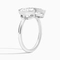 Bezel Toi Et Moi Oval and Marquise Diamond Engagement Ring In Platinum, Angle View