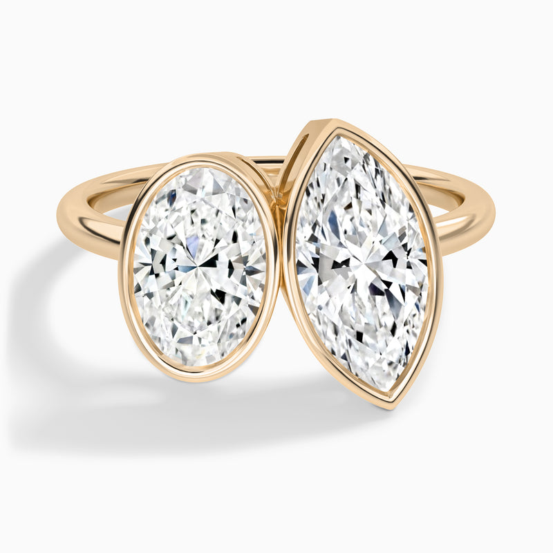 Bezel Toi Et Moi Oval and Marquise Diamond Engagement Ring In 14K Rose Gold - Lucenjuri