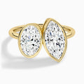 Bezel Toi Et Moi Oval and Marquise Diamond Engagement Ring In 14K Yellow Gold - Lucenjuri