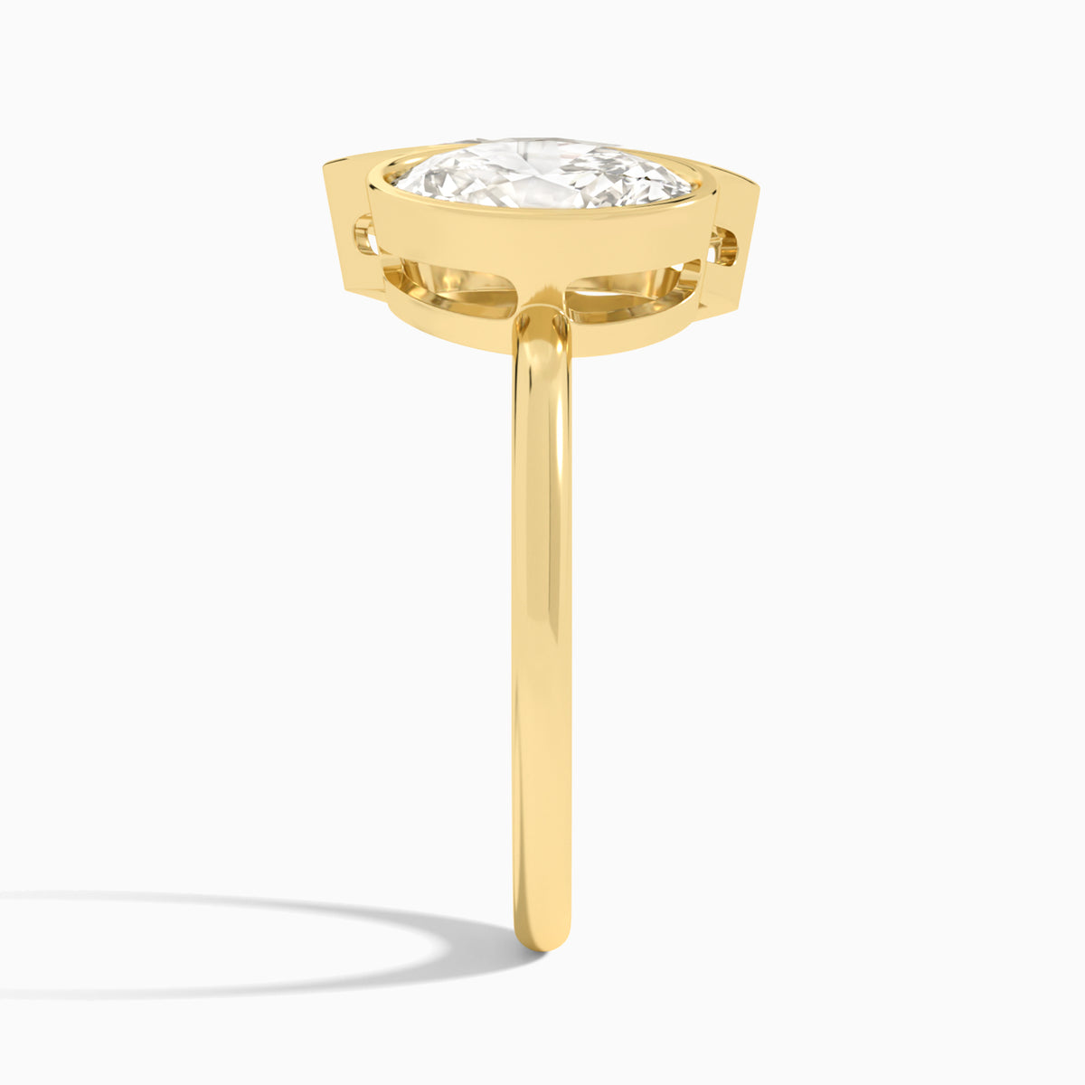 Bezel Toi Et Moi Oval and Marquise Diamond Engagement Ring In 14K Yellow Gold, Side View