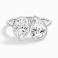 Bezel Toi Et Moi Oval and Pear Diamond Engagement Ring In Platinum - Lucenjuri