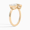 Bezel Toi Et Moi Oval and Pear Diamond Engagement Ring In 14K Rose Gold, Angle View