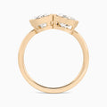 Bezel Toi Et Moi Oval and Pear Diamond Engagement Ring In 14K Rose Gold, Top View