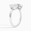 Bezel Toi Et Moi Oval and Pear Diamond Engagement Ring In 14K White Gold, Angle View