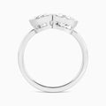 Bezel Toi Et Moi Oval and Pear Diamond Engagement Ring In 14K White Gold, Top View
