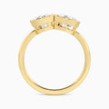 Bezel Toi Et Moi Oval and Pear Diamond Engagement Ring In 14K Yellow Gold, Top View