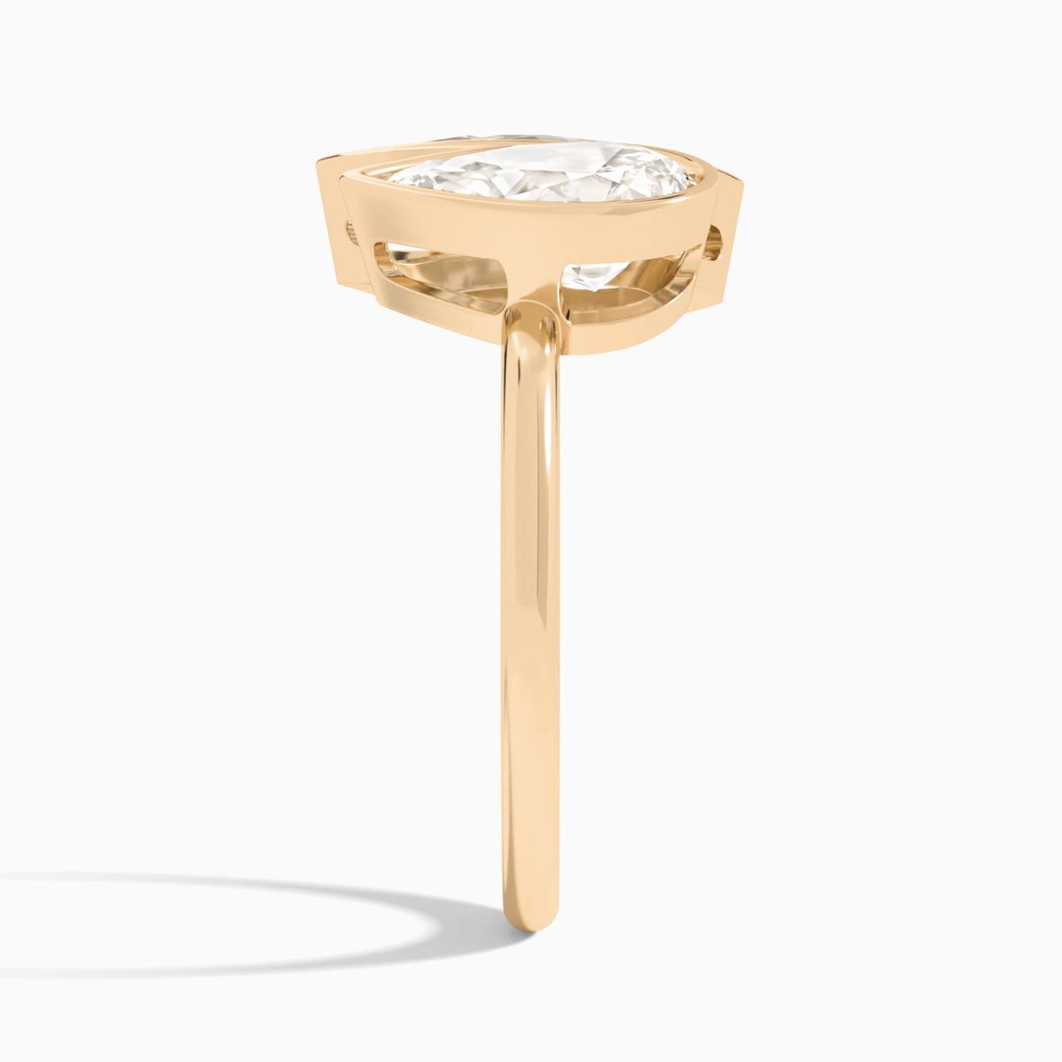 Bezel Toi Et Moi Pear and Marquise Diamond Engagement Ring In 14K Rose Gold, Side View