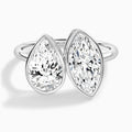Bezel Toi Et Moi Pear and Marquise Diamond Engagement Ring In 14K White Gold - Lucenjuri