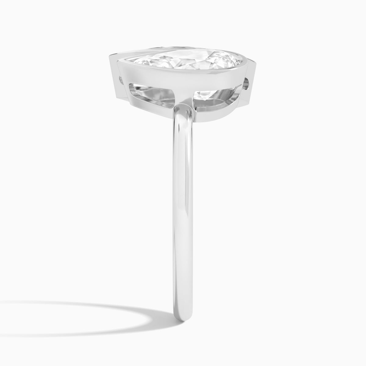 Bezel Toi Et Moi Pear and Marquise Diamond Engagement Ring In 14K White Gold, Side View