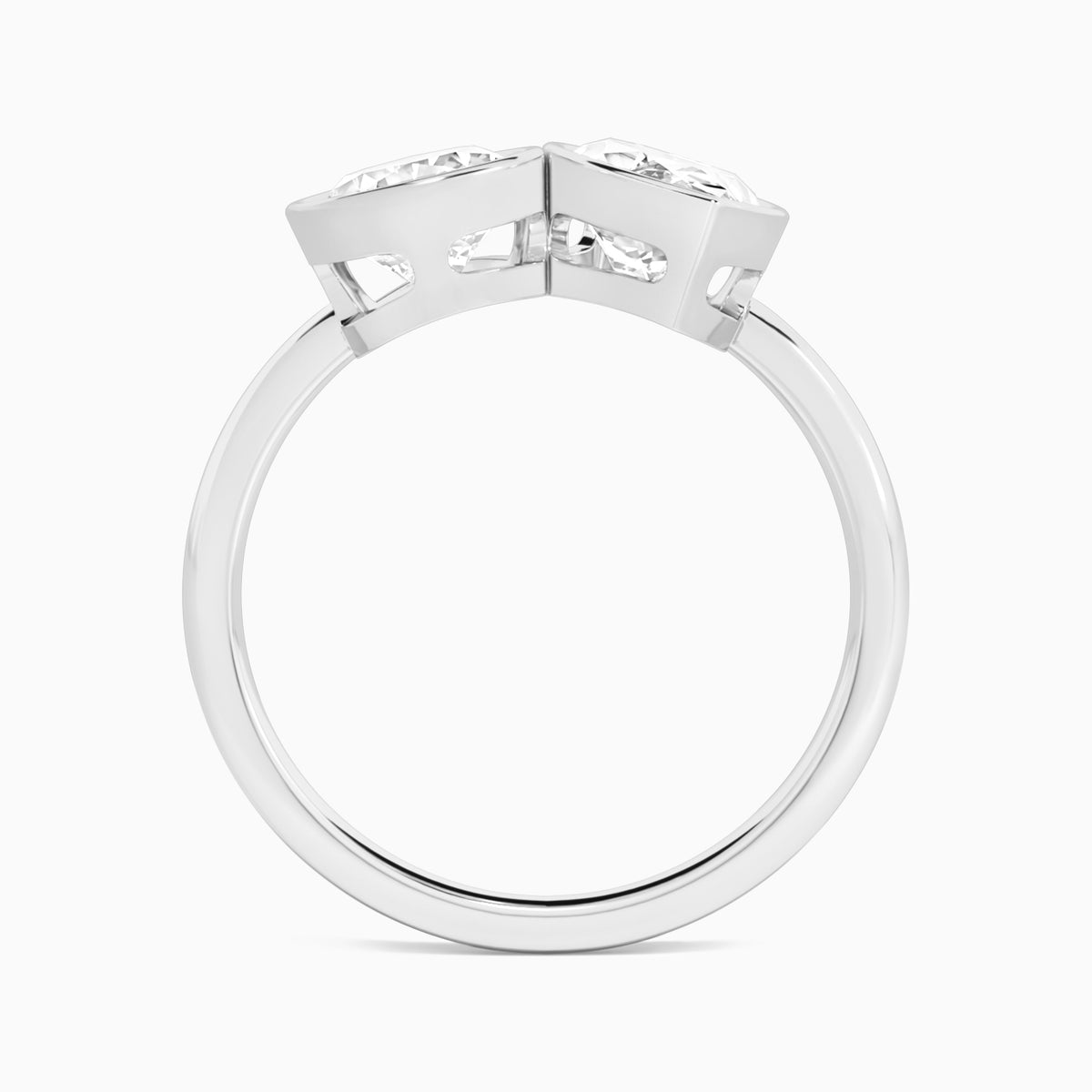 Bezel Toi Et Moi Pear and Marquise Diamond Engagement Ring In 14K White Gold, Top View