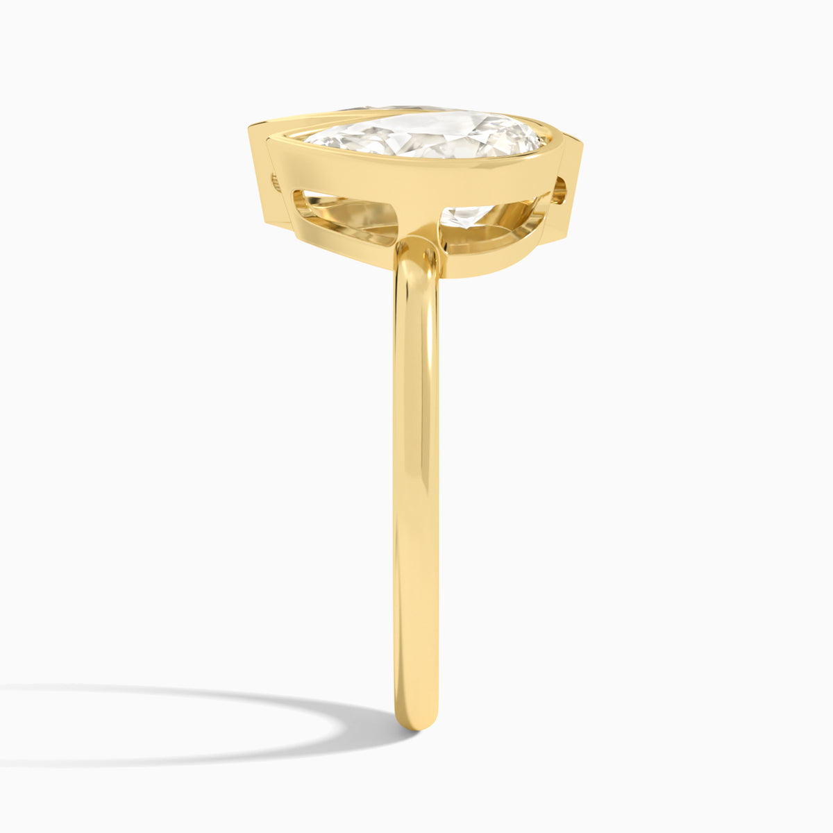 Bezel Toi Et Moi Pear and Marquise Diamond Engagement Ring In 14K Yellow Gold, Side View