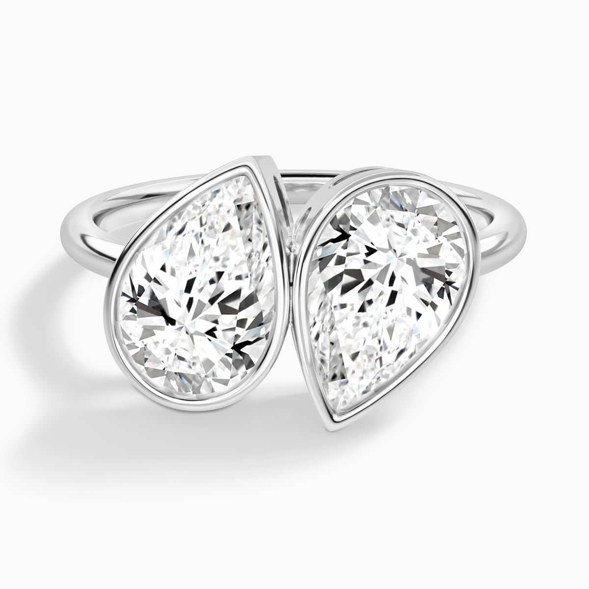 Bezel Toi Et Moi Pear and Pear Diamond Engagement Ring In Platinum - Lucenjuri