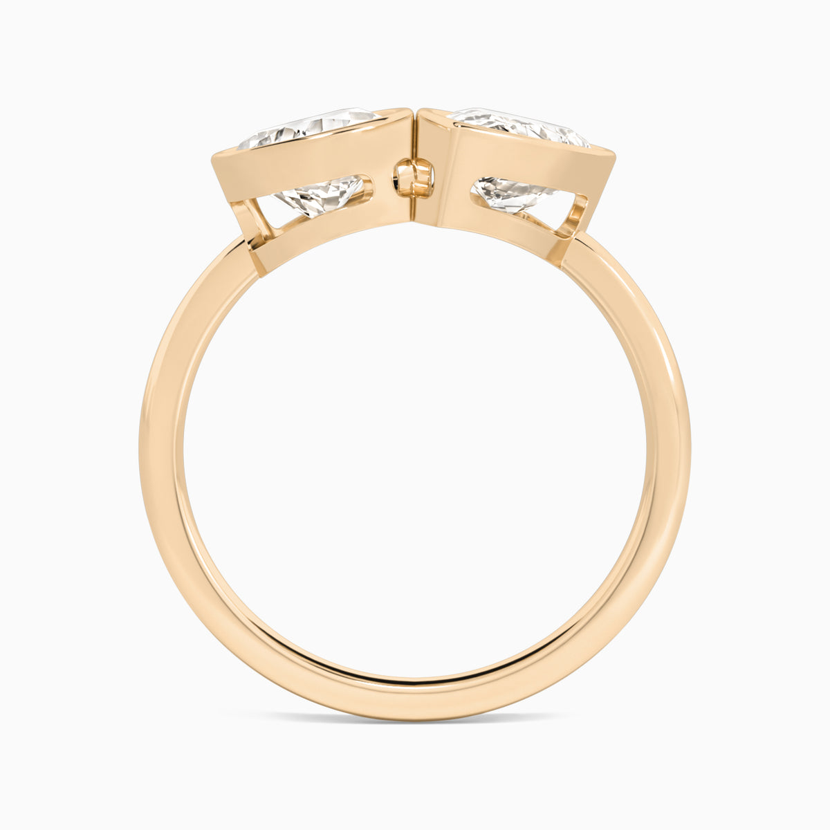Bezel Toi Et Moi Pear and Pear Diamond Engagement Ring In 14K Rose Gold, Top View