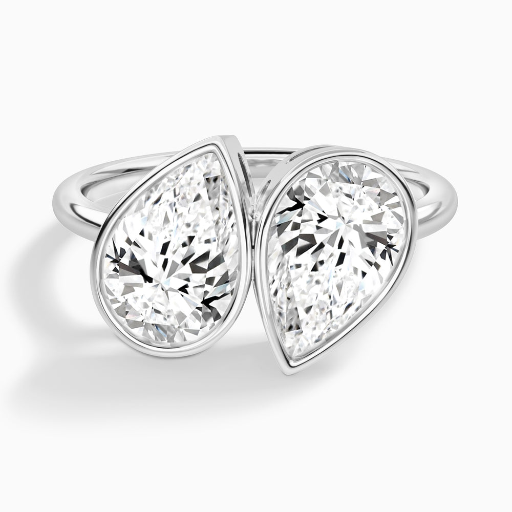 Bezel Toi Et Moi Pear and Pear Diamond Engagement Ring In 14K White Gold - Lucenjuri