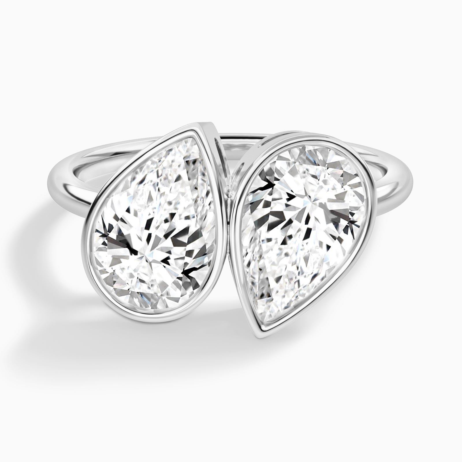 Bezel Toi Et Moi Pear and Pear Diamond Engagement Ring In 14K White Gold - Lucenjuri