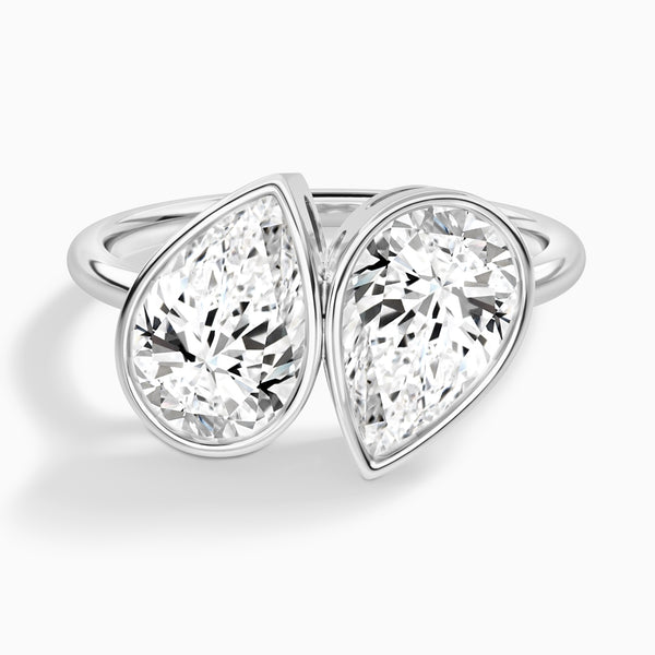 Bezel Toi Et Moi Pear and Pear Diamond Engagement Ring In 14K White Gold - Lucenjuri