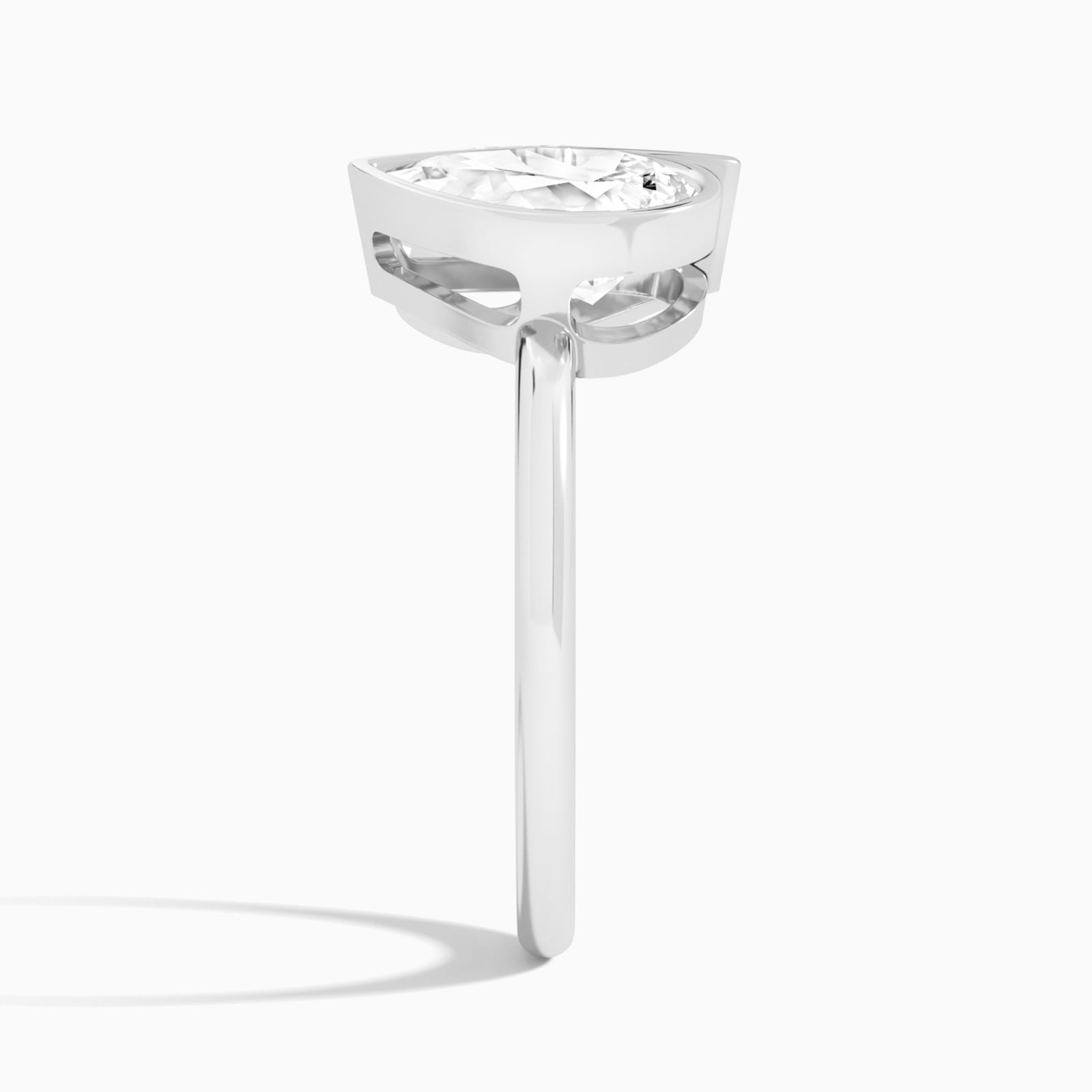 Bezel Toi Et Moi Pear and Pear Diamond Engagement Ring In 14K White Gold, Side View