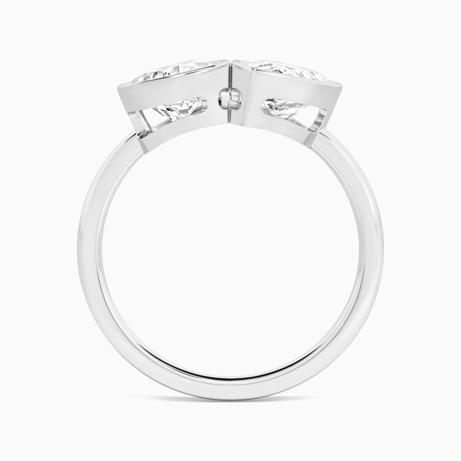 Bezel Toi Et Moi Pear and Pear Diamond Engagement Ring In 14K White Gold, Top View