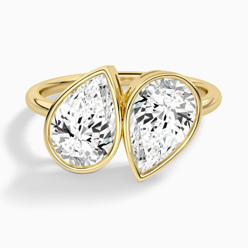 Bezel Toi Et Moi Pear and Pear Diamond Engagement Ring In 14K Yellow Gold - Lucenjuri