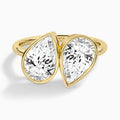 Bezel Toi Et Moi Pear and Pear Diamond Engagement Ring In 14K Yellow Gold - Lucenjuri