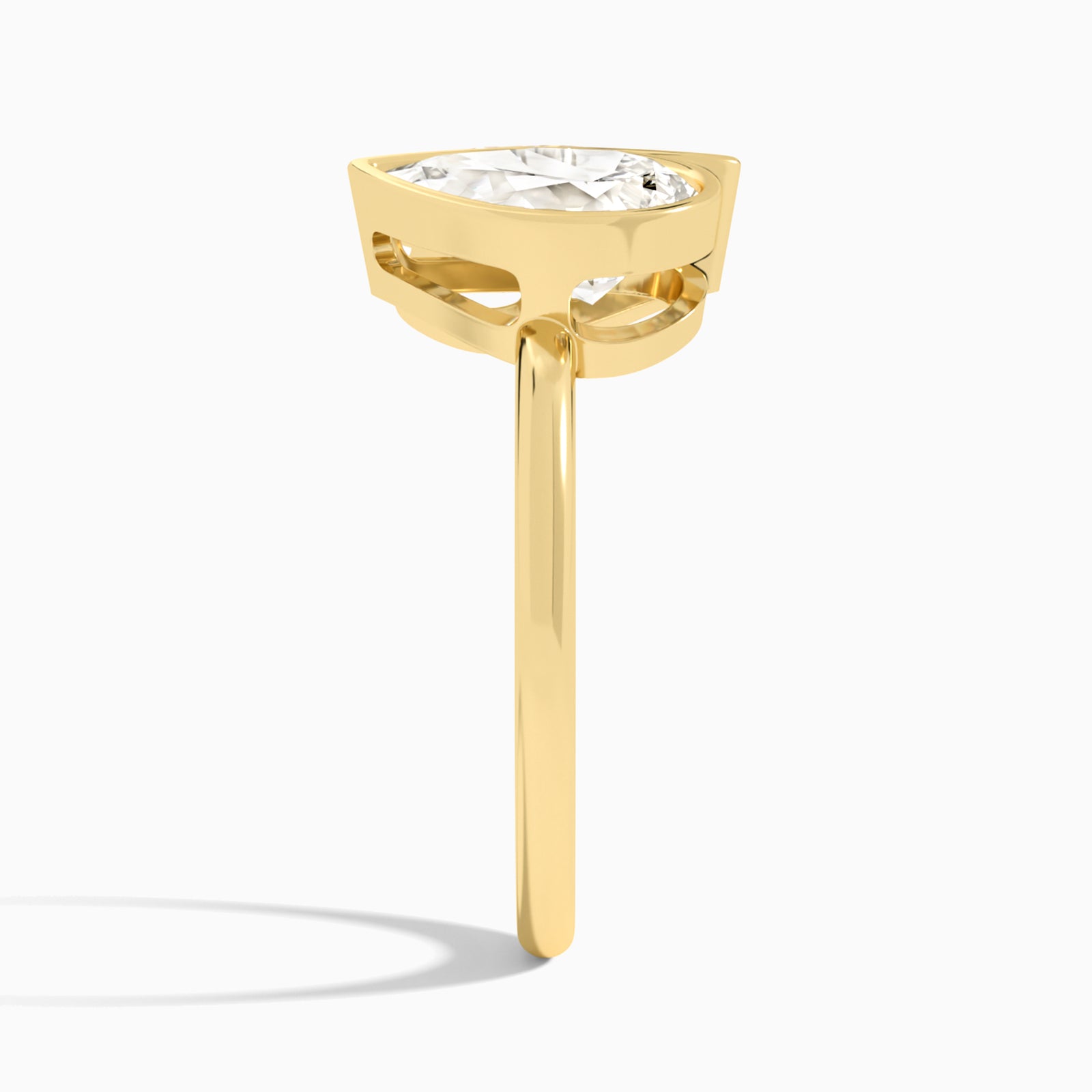 Bezel Toi Et Moi Pear and Pear Diamond Engagement Ring In 14K Yellow Gold, Side View