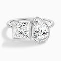 Bezel Toi Et Moi Princess and Pear Diamond Engagement Ring In Platinum - Lucenjuri