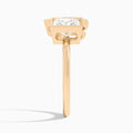 Bezel Toi Et Moi Princess and Pear Diamond Engagement Ring In 14K Rose Gold, Side View