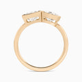 Bezel Toi Et Moi Princess and Pear Diamond Engagement Ring In 14K Rose Gold, Top View