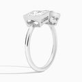 Bezel Toi Et Moi Princess and Pear Diamond Engagement Ring In 14K White Gold, Angle View