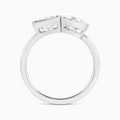 Bezel Toi Et Moi Princess and Pear Diamond Engagement Ring In 14K White Gold, Top View
