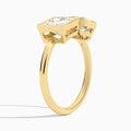 Bezel Toi Et Moi Princess and Pear Diamond Engagement Ring In 14K Yellow Gold, Angle View