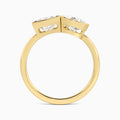 Bezel Toi Et Moi Princess and Pear Diamond Engagement Ring In 14K Yellow Gold, Top View