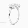 Bezel Toi Et Moi Radiant and Pear Diamond Engagement Ring In Platinum, Angle View
