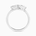 Bezel Toi Et Moi Radiant and Pear Diamond Engagement Ring In Platinum, Top View