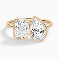 Bezel Toi Et Moi Radiant and Pear Diamond Engagement Ring In 14K Rose Gold - Lucenjuri