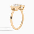 Bezel Toi Et Moi Radiant and Pear Diamond Engagement Ring In 14K Rose Gold, Angle View