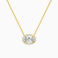 Product Video for Oval Halo Lab Grown Diamond Necklace In 14K Yellow Gold