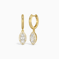 Marquise Halo Drop Huggie Hoop Earrings