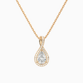 Lab Grown Diamond Pear Halo Pavé Twist Pendant Necklace