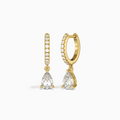 Pear Accented Drop Huggie Hoop Earrings
