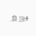 Princess Bezel Solitaire Diamond Stud Earrings