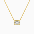 Product Video for Bezel Solitaire Emerald Lab Grown Diamond Necklace In 14K Yellow Gold