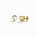 Heart Bezel Solitaire Diamond Stud Earrings